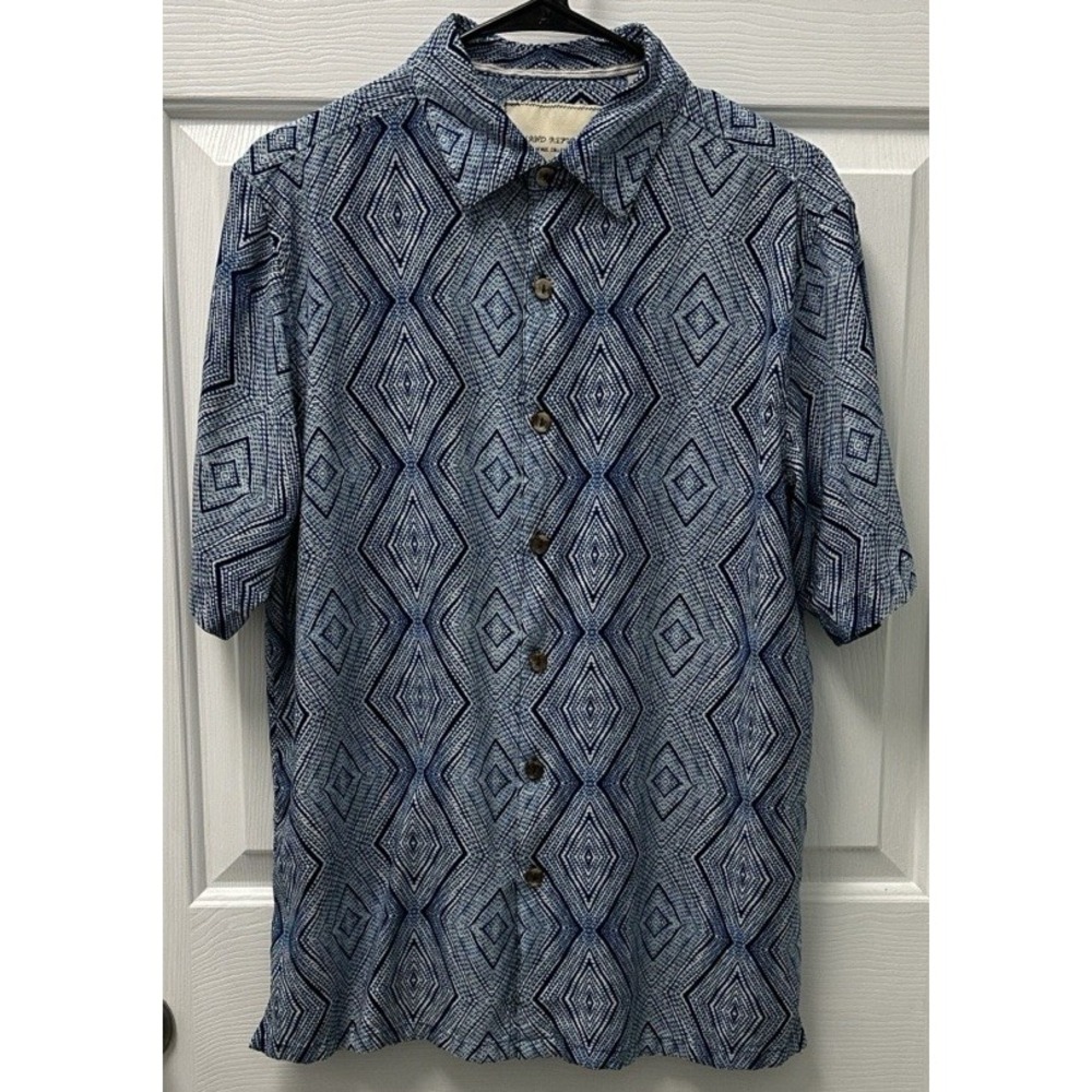 Island Republic Vintage Collection Silk Mens Shirt Geometric Pattern Large